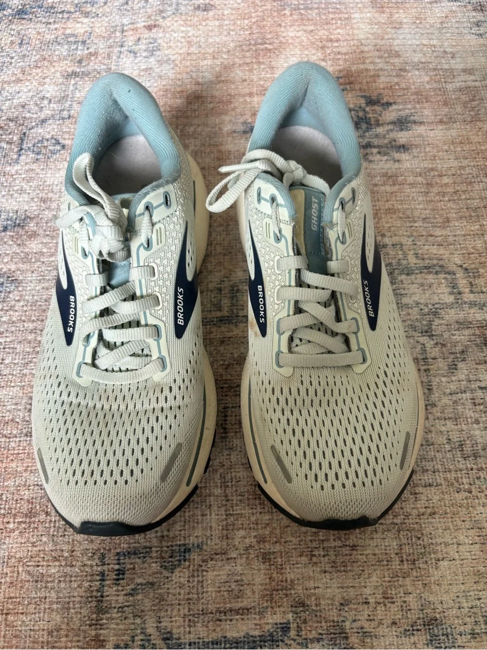 Brooks Ghost Running Shoes - Beige with Teal/Navy Accents - Picture 13 of 14